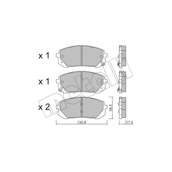 Stabdžių trinkelių rinkinys, diskinis stabdys METELLI 22-1373-0