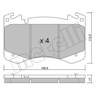 Stabdžių trinkelių rinkinys, diskinis stabdys METELLI 22-1392-0