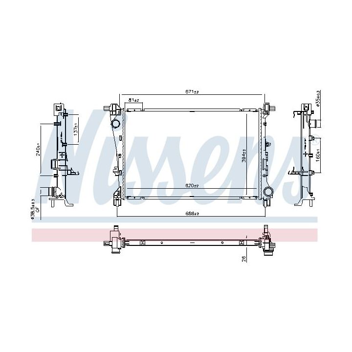 Radiatorius, variklio aušinimas NISSENS 607182