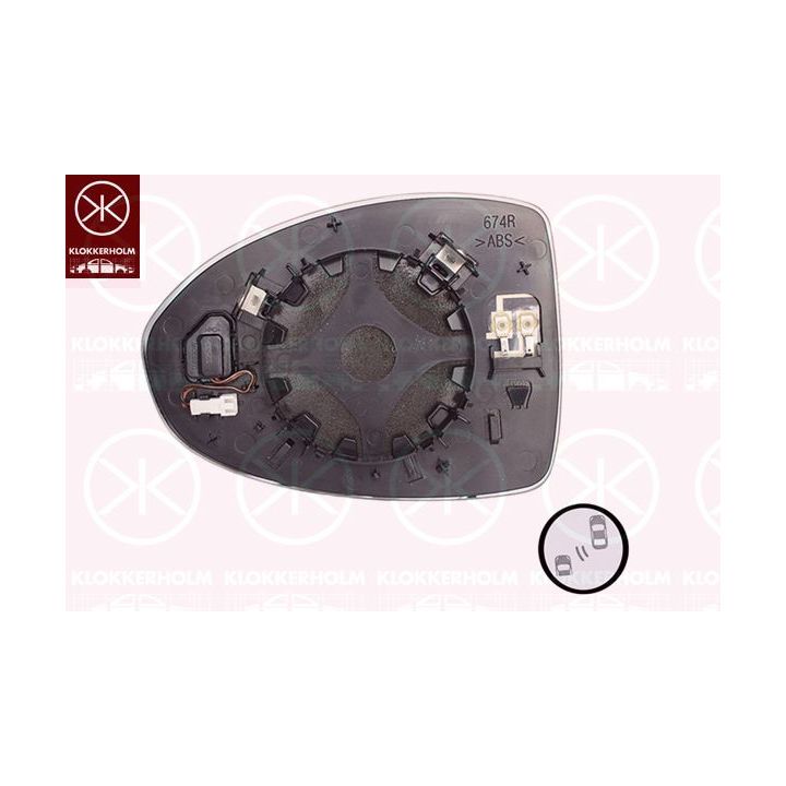 Veidrodėlio stiklas, išorinis veidrodėlis KLOKKERHOLM 20101064