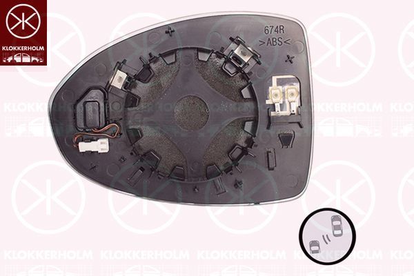 Veidrodėlio stiklas, išorinis veidrodėlis KLOKKERHOLM 20101064