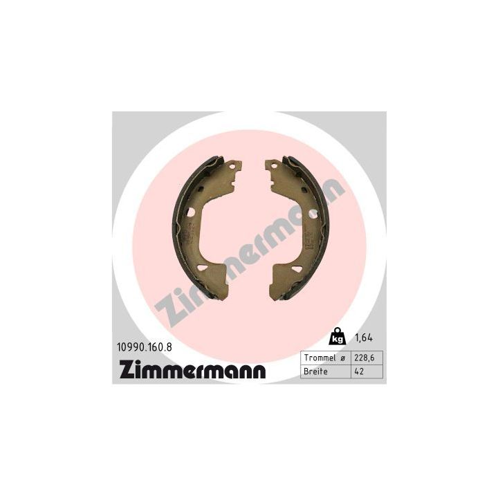 Stabdžių trinkelių komplektas, stovėjimo stabdis ZIMMERMANN 10990.160.8
