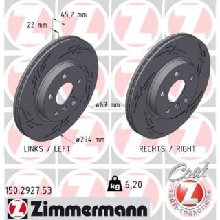 Stabdžių diskas ZIMMERMANN 150.2927.53