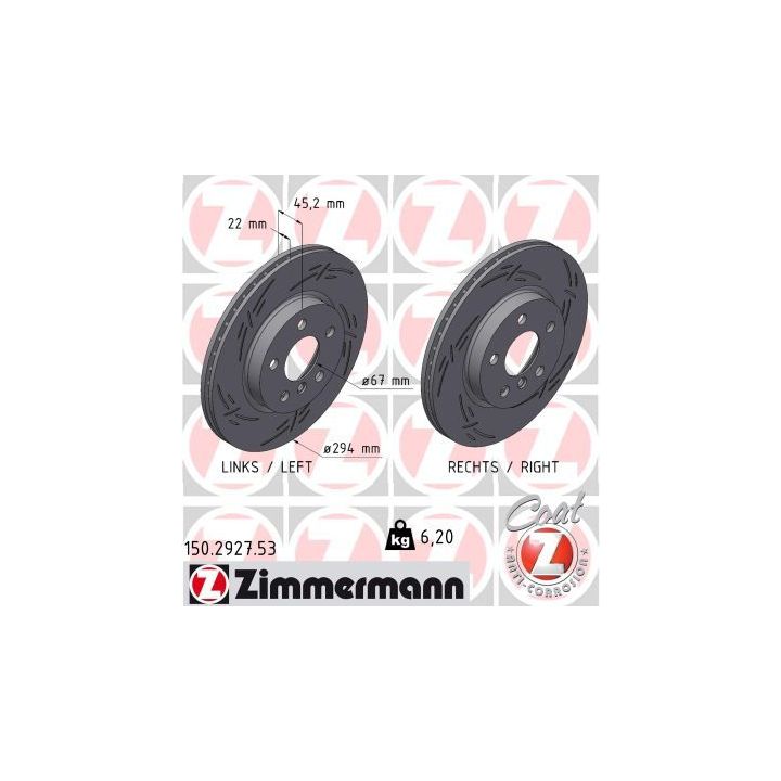 Stabdžių diskas ZIMMERMANN 150.2927.53