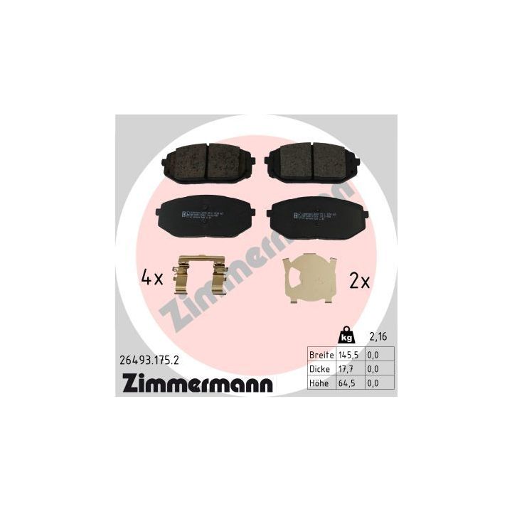 Stabdžių trinkelių rinkinys, diskinis stabdys ZIMMERMANN 26493.175.2