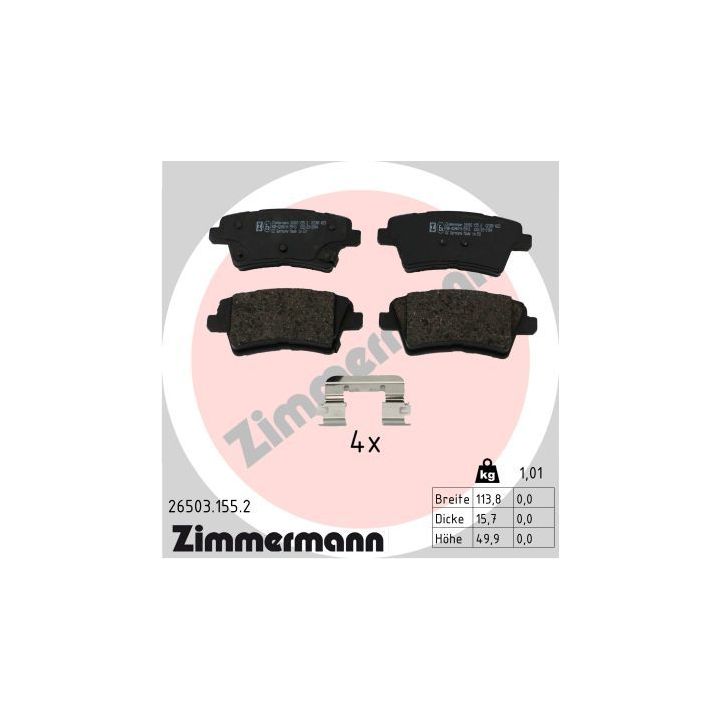 Stabdžių trinkelių rinkinys, diskinis stabdys ZIMMERMANN 26503.155.2