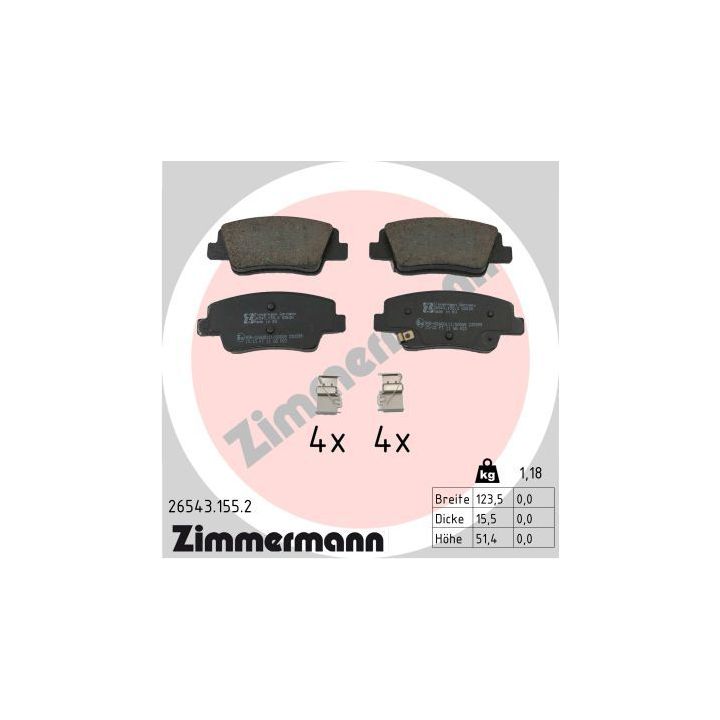 Stabdžių trinkelių rinkinys, diskinis stabdys ZIMMERMANN 26543.155.2