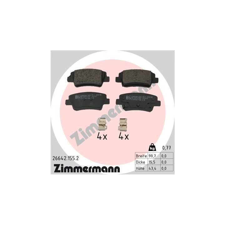 Stabdžių trinkelių rinkinys, diskinis stabdys ZIMMERMANN 26642.155.2