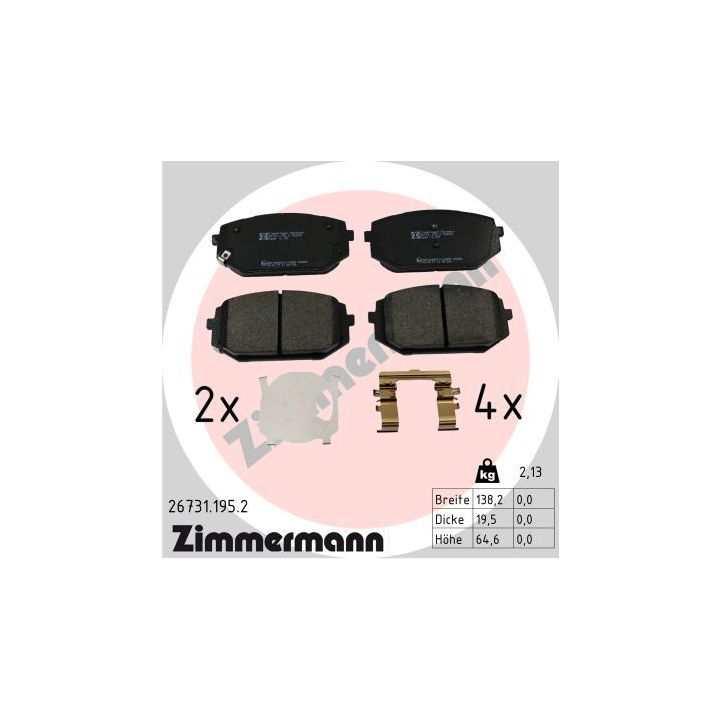 Stabdžių trinkelių rinkinys, diskinis stabdys ZIMMERMANN 26731.195.2