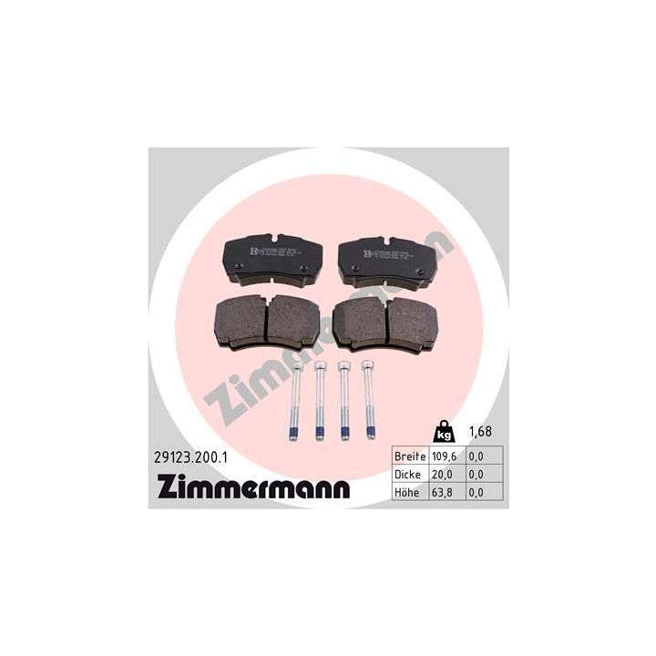 Stabdžių trinkelių rinkinys, diskinis stabdys ZIMMERMANN 29123.200.1