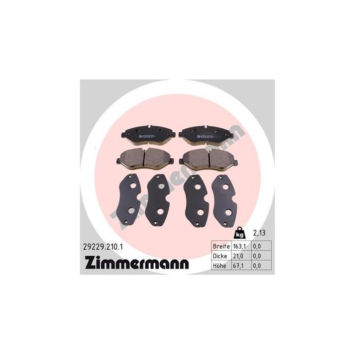 Stabdžių trinkelių rinkinys, diskinis stabdys ZIMMERMANN 29229.210.1