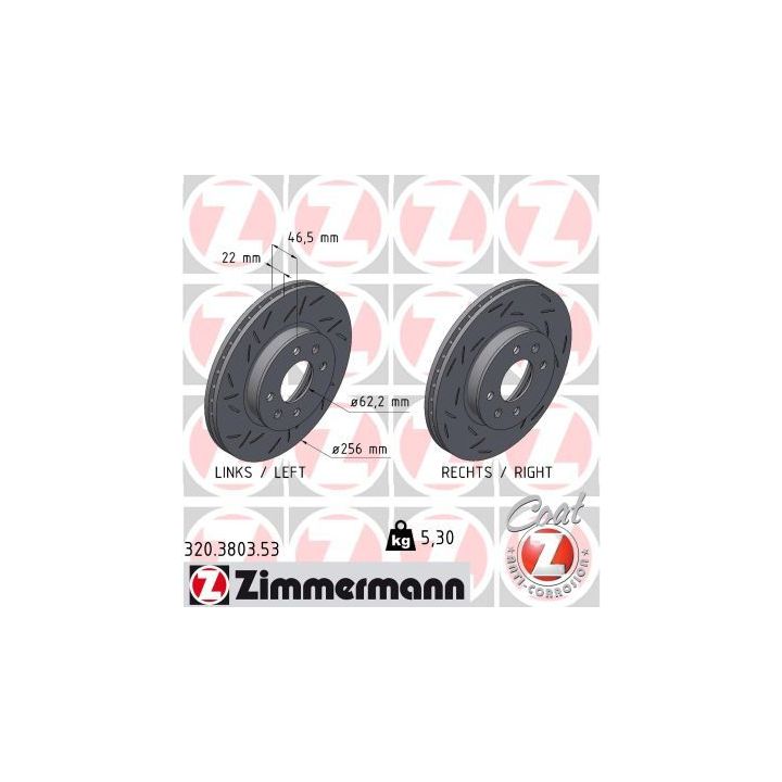 Stabdžių diskas ZIMMERMANN 320.3803.53