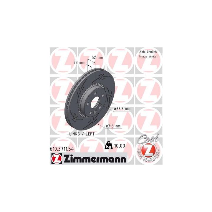 Stabdžių diskas ZIMMERMANN 610.3711.54