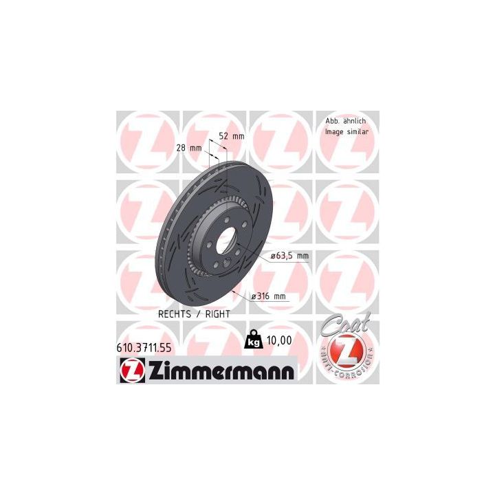 Stabdžių diskas ZIMMERMANN 610.3711.55