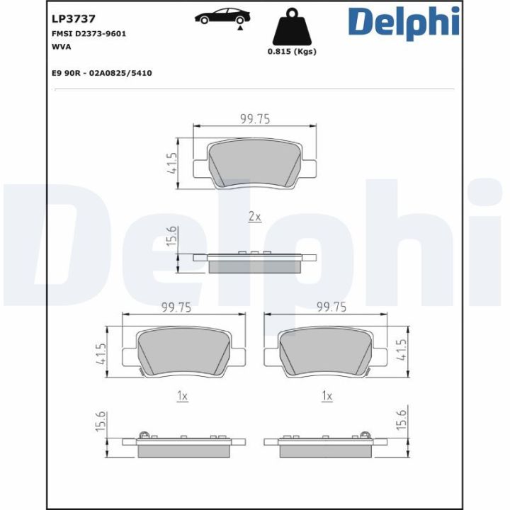Stabdžių trinkelių rinkinys, diskinis stabdys DELPHI LP3737