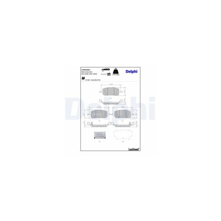 Stabdžių trinkelių rinkinys, diskinis stabdys DELPHI LP5045EV