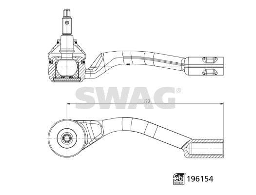Skersinės vairo trauklės galas SWAG 33 11 2022
