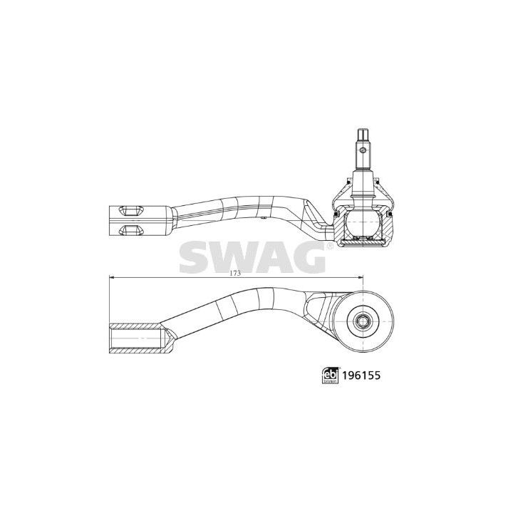 Skersinės vairo trauklės galas SWAG 33 11 2023