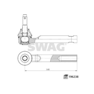 Skersinės vairo trauklės galas SWAG 33 11 2075