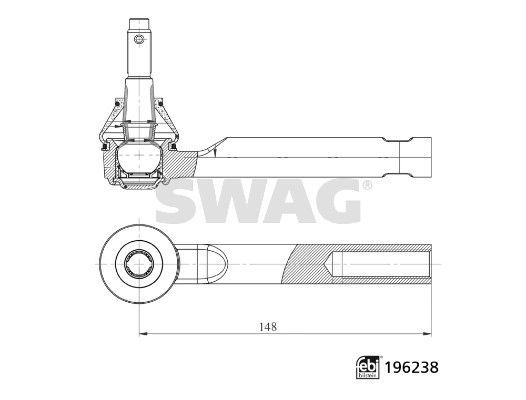 Skersinės vairo trauklės galas SWAG 33 11 2075