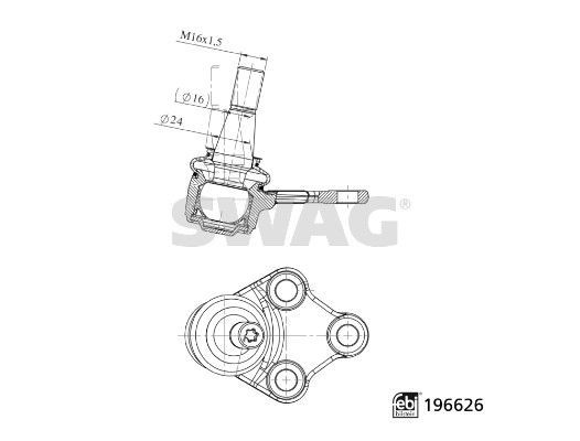 Šarnyras / girgždukas SWAG 33 11 2278