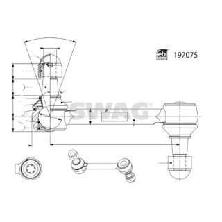 šarnyro stabilizatorius SWAG 33 11 2458