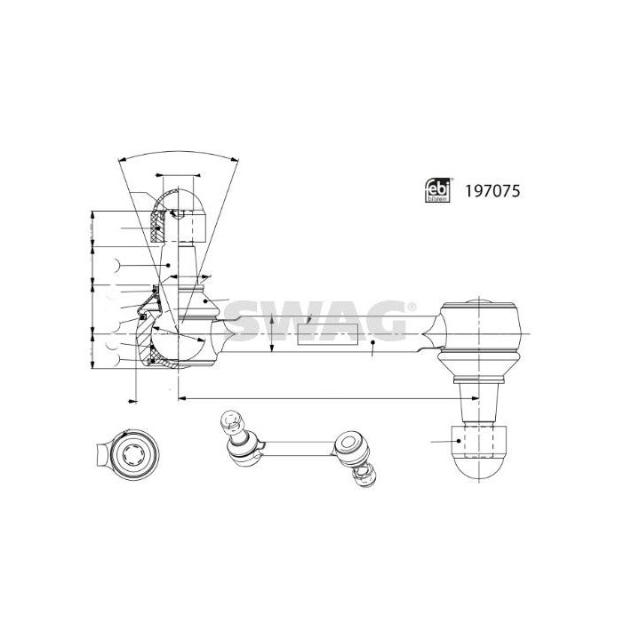šarnyro stabilizatorius SWAG 33 11 2458