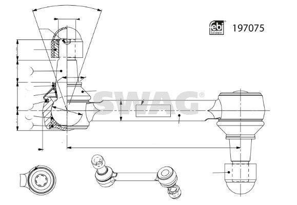šarnyro stabilizatorius SWAG 33 11 2458