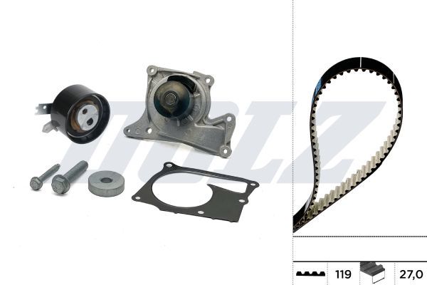 Vandens siurblio ir paskirstymo diržo komplektas DOLZ KD286