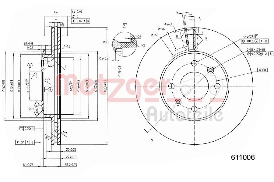 Stabdžių diskas METZGER 6111006
