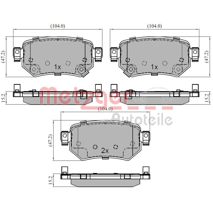 Stabdžių trinkelių rinkinys, diskinis stabdys METZGER 1170933