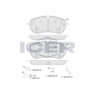 Stabdžių trinkelių rinkinys, diskinis stabdys ICER 182451-208