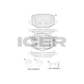 Stabdžių trinkelių rinkinys, diskinis stabdys ICER 182497