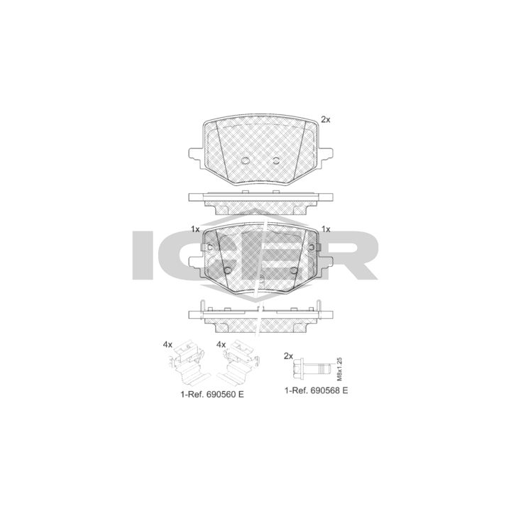 Stabdžių trinkelių rinkinys, diskinis stabdys ICER 182497