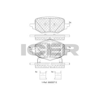 Stabdžių trinkelių rinkinys, diskinis stabdys ICER 182498