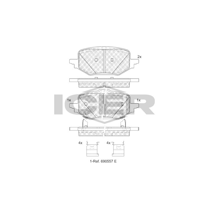 Stabdžių trinkelių rinkinys, diskinis stabdys ICER 182498