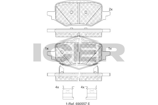 Stabdžių trinkelių rinkinys, diskinis stabdys ICER 182498