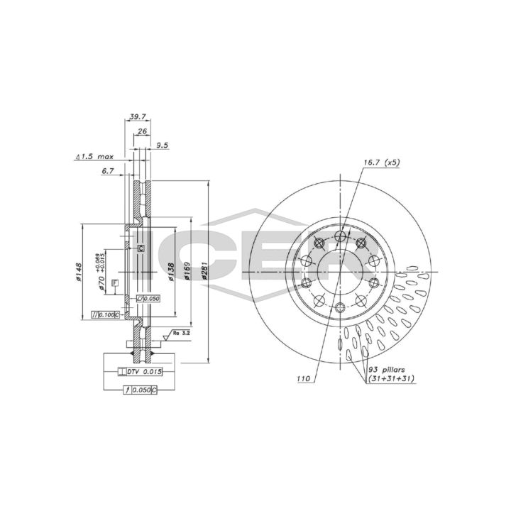 Stabdžių diskas ICER 78BD0053-2
