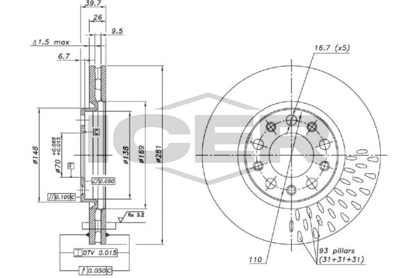 Stabdžių diskas ICER 78BD0053-2