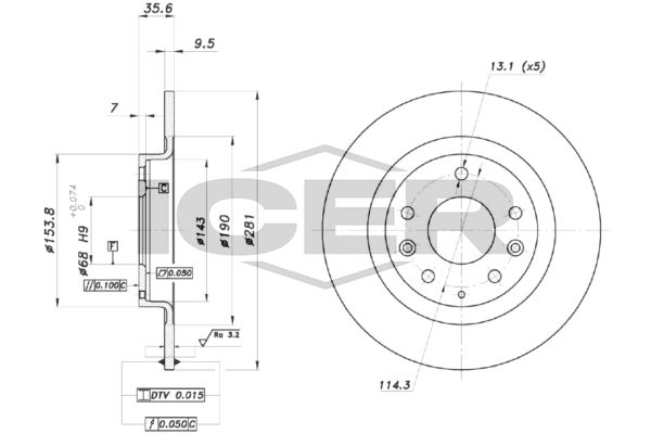 Stabdžių diskas ICER 78BD0092-2