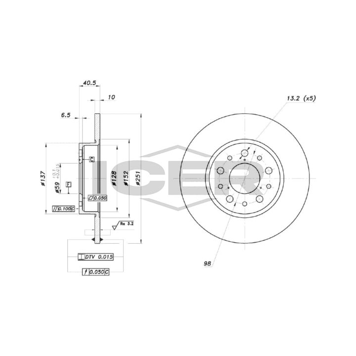 Stabdžių diskas ICER 78BD0105-2