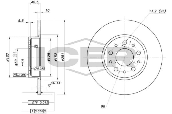 Stabdžių diskas ICER 78BD0105-2