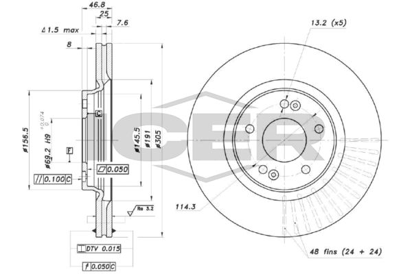Stabdžių diskas ICER 78BD0578-2
