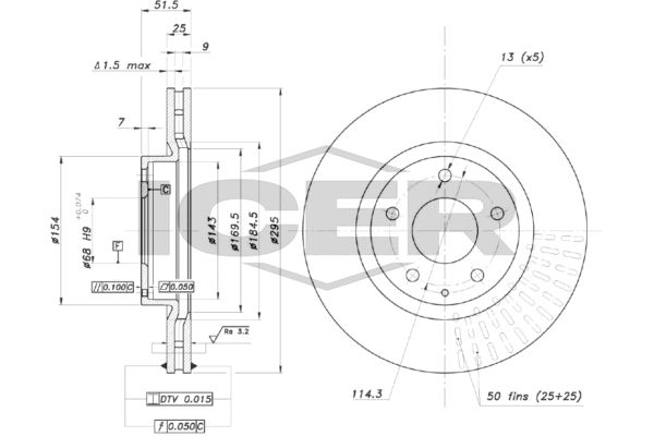 Stabdžių diskas ICER 78BD3565-2