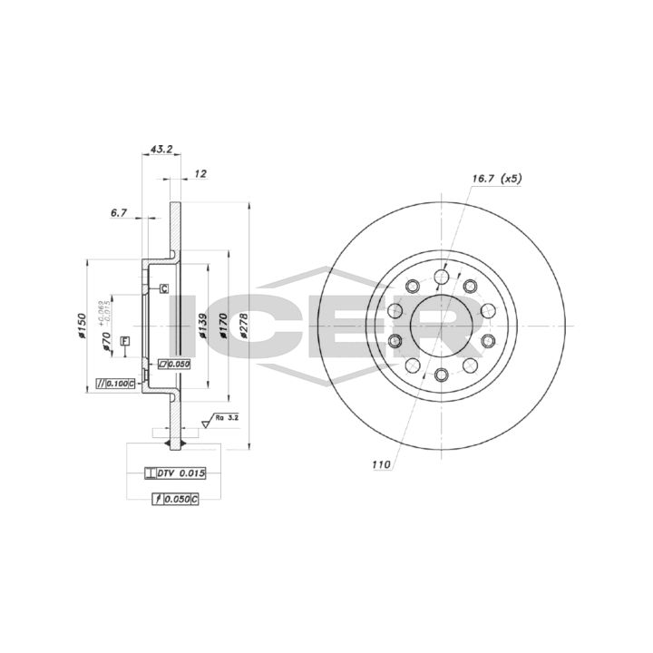 Stabdžių diskas ICER 78BD3610-2