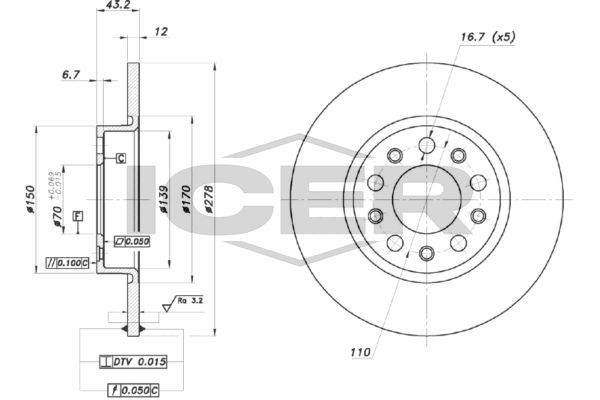 Stabdžių diskas ICER 78BD3610-2