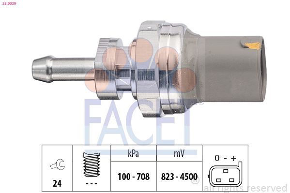 Jutiklis, išmetimo slėgis FACET 25.0029
