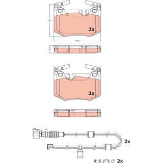 Stabdžių trinkelių rinkinys, diskinis stabdys TRW GDB2543