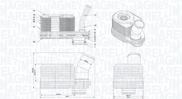 Alyvos aušintuvas, variklio alyva MAGNETI MARELLI 350300006700