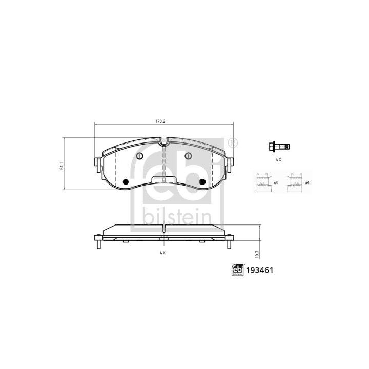 Stabdžių trinkelių rinkinys, diskinis stabdys FEBI BILSTEIN 193461